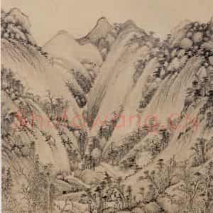 明朝 董其昌《仿宋元人缩本画及跋》国画山水作品图片鉴赏