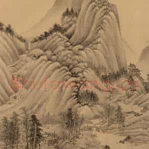 明朝 董其昌《仿宋元人缩本画及跋》国画山水作品图片鉴赏