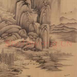 明朝 董其昌《仿宋元人缩本画及跋》国画山水作品图片鉴赏