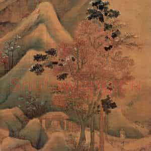明朝 赵左《秋山红树图》国画山水作品图片鉴赏