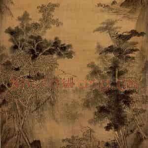 明朝 赵左《寒江草阁》国画山水作品图片鉴赏
