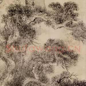 清代 王翚《仿沈周古松图》国画山水写意作品图片鉴赏