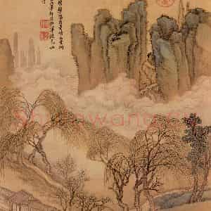 清代 王翚《摹山水》国画山水写意作品图片鉴赏
