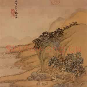 清代 王翚《摹山水》国画山水写意作品图片鉴赏