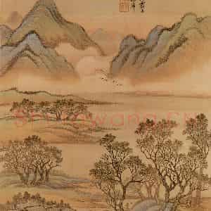 清代 王翚《摹山水》国画山水写意作品图片鉴赏