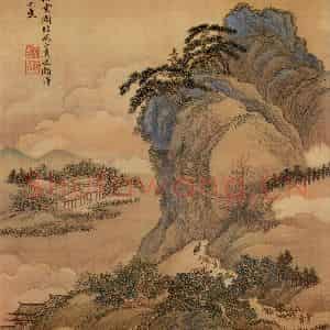 清代 王翚《摹山水》国画山水写意作品图片鉴赏