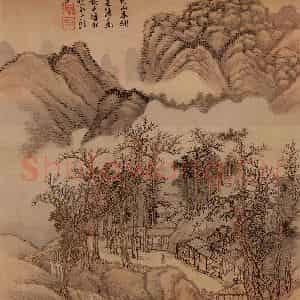 清代 王翚《摹山水》国画山水写意作品图片鉴赏