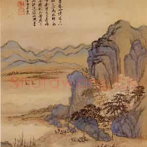 清代 王翚《摹山水》国画山水写意作品图片鉴赏