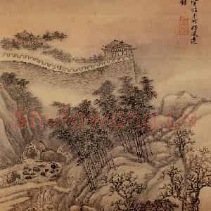 清代 王翚《摹山水》国画山水写意作品图片鉴赏