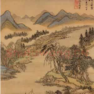 清代 王翚《摹山水》国画山水写意作品图片鉴赏