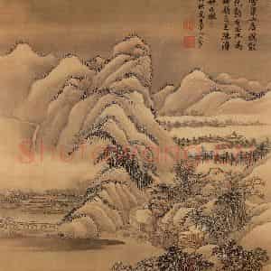 清代 王翚《摹山水》国画山水写意作品图片鉴赏