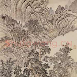 清代 王翚《画松风书屋》国画山水写意作品图片鉴赏