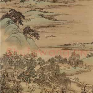 清代 王翚《仿赵大年湖山春晓》国画山水写意作品图片鉴赏