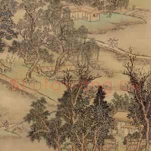 清代 王翚《仿赵大年湖山春晓》国画山水写意作品图片鉴赏