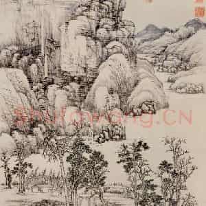 清代 王翚《仿黄公望笔意》国画山水写意作品图片鉴赏