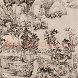 清代 王翚《仿黄公望笔意》国画山水写意作品图片鉴赏
