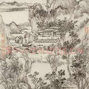 清代 王翚《书画泉试茗》国画山水写意作品图片鉴赏