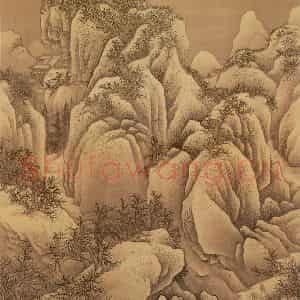 清代 王翚《临范宽雪山图》国画山水写意作品图片鉴赏