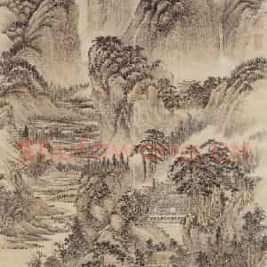 清代 王翚《宽庐读书图》国画山水写意作品图片鉴赏