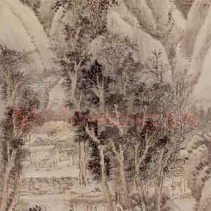 清代 王翚《巨然夏山图》国画山水写意作品图片鉴赏