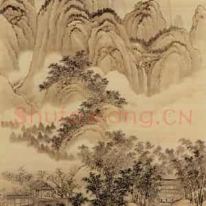 清代 王翚《画潇湘听雨图》国画山水写意作品图片鉴赏