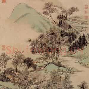 清代 王翚《画潇湘听雨图》国画山水写意作品图片鉴赏
