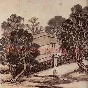 明代 孙克弘《销间清课图》国画山水作品图片鉴赏