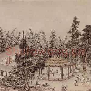 明代 孙克弘《销间清课图》国画山水作品图片鉴赏