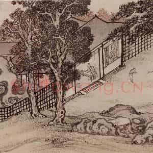 明代 孙克弘《销间清课图》国画山水作品图片鉴赏