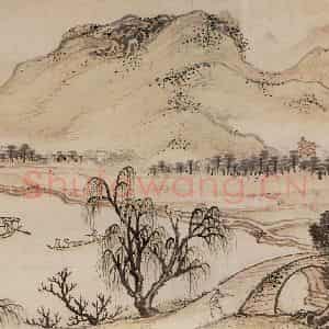 明代 孙克弘《销间清课图》国画山水作品图片鉴赏