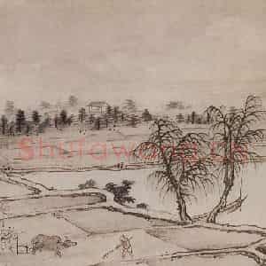 明代 孙克弘《销间清课图》国画山水作品图片鉴赏