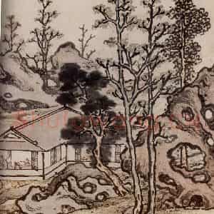 明代 孙克弘《销间清课图》国画山水作品图片鉴赏