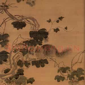 明代 周之冕《画葡萄松鼠》国画花鸟作品图片鉴赏