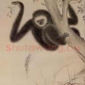 明代 宣宗《戏猿图》国画花鸟作品图片鉴赏
