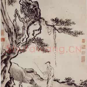 明代 周臣《甯戚饭牛图》国画综合作品图片鉴赏