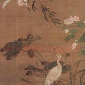 明代 吕纪《秋鹭芙蓉图》国画花鸟作品图片鉴赏