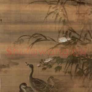 明代 吕纪《秋渚水禽》国画花鸟作品图片鉴赏
