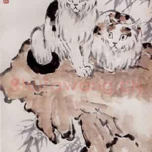 现代 徐悲鸿《双猫图》国画综合作品图片鉴赏