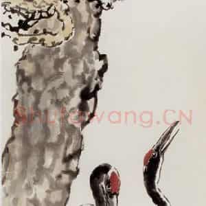 现代 徐悲鸿《松鹤》国画综合作品图片鉴赏