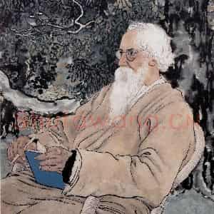 现代 徐悲鸿《泰戈尔》国画人物作品图片鉴赏