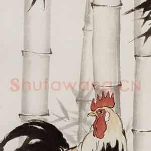 现代 徐悲鸿《闻鸡图》国画综合作品图片鉴赏