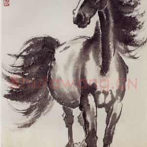 现代 徐悲鸿《立马》国画综合作品图片鉴赏