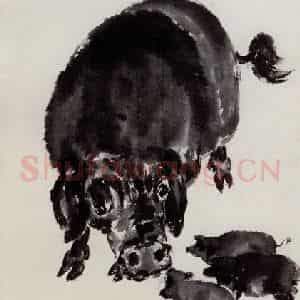 现代 徐悲鸿《唤食》国画综合作品图片鉴赏