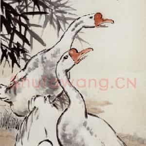 现代 徐悲鸿《引颈高歌》国画综合作品图片鉴赏