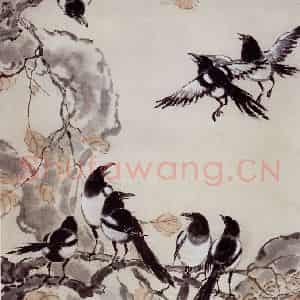 现代 徐悲鸿《金秋八喜》国画花鸟作品图片鉴赏