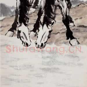 现代 徐悲鸿《饮水》国画综合作品图片鉴赏