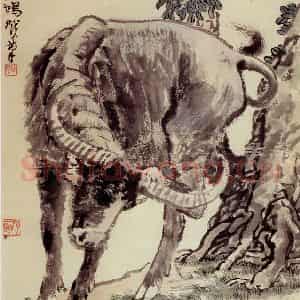 现代 徐悲鸿《牛痒图轴》国画综合作品图片鉴赏