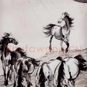 现代 徐悲鸿《五骏图》国画综合作品图片鉴赏