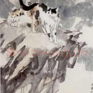 现代 徐悲鸿《双猫图轴》国画综合作品图片鉴赏