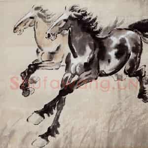 现代 徐悲鸿《奔腾》国画综合作品图片鉴赏